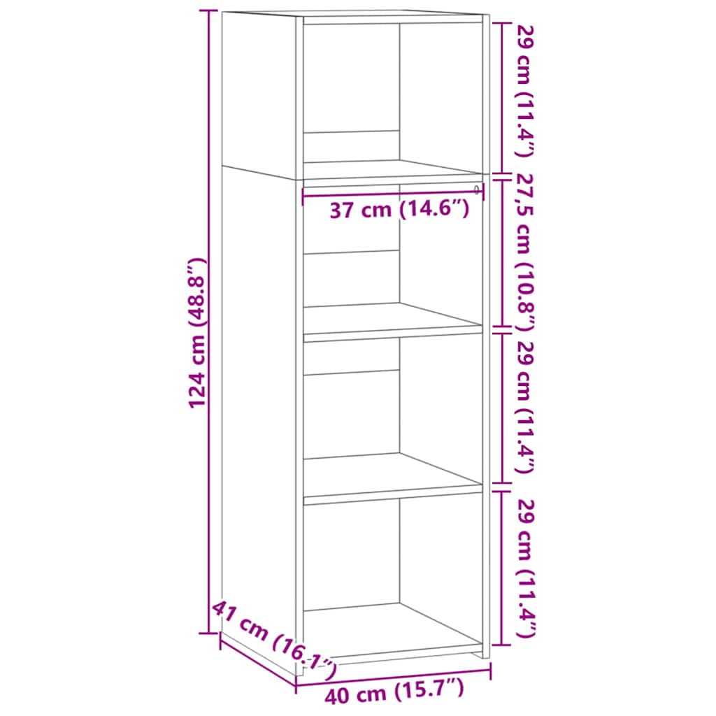 vidaXL Hoge kast 40x41x124 cm bewerkt hout zwart