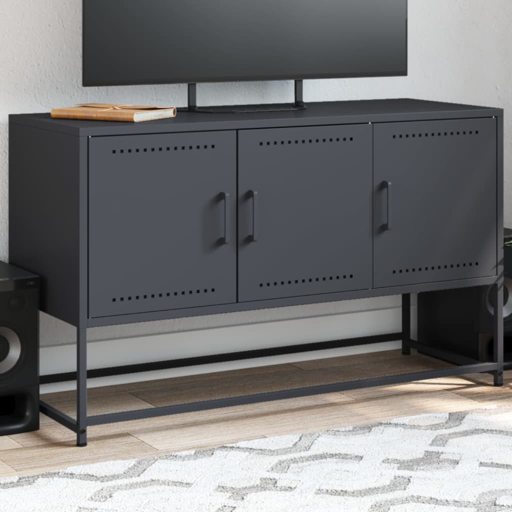 vidaXL Tv-meubel 100,5x39x60,5 cm staal zwart