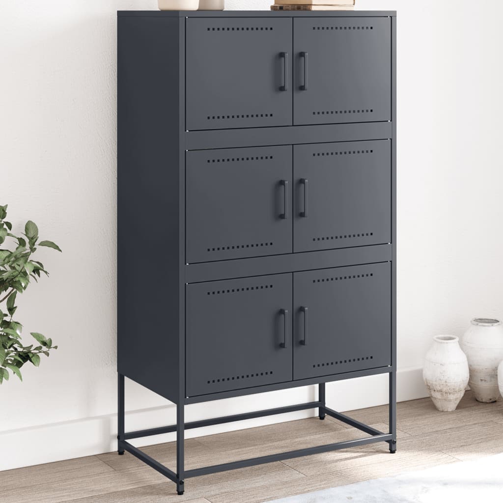 vidaXL Dressoir 68,5x38,5x123,5 cm staal zwart