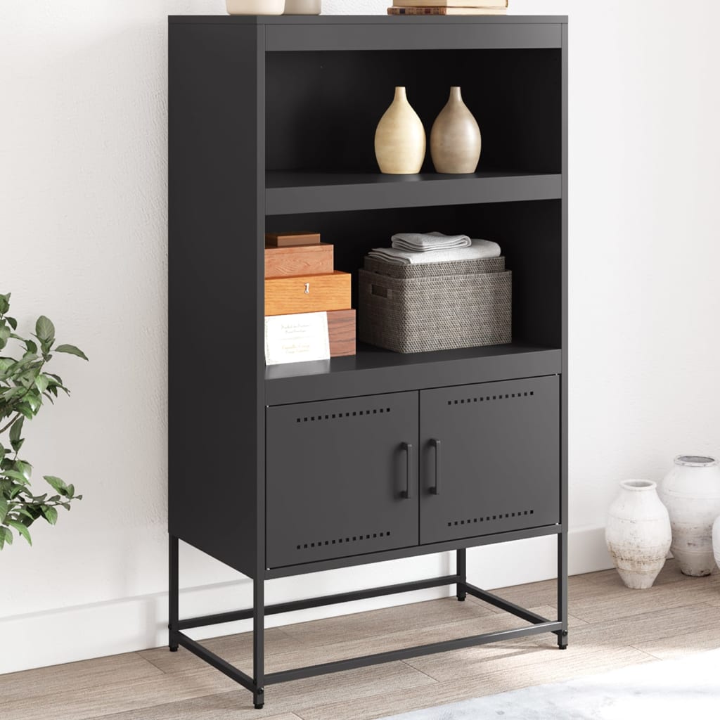 vidaXL Hoge kast 68,5x38,5x123,5 cm staal zwart