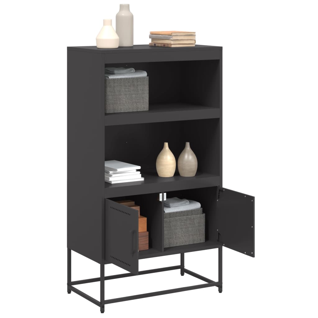vidaXL Hoge kast 68,5x38,5x123,5 cm staal zwart