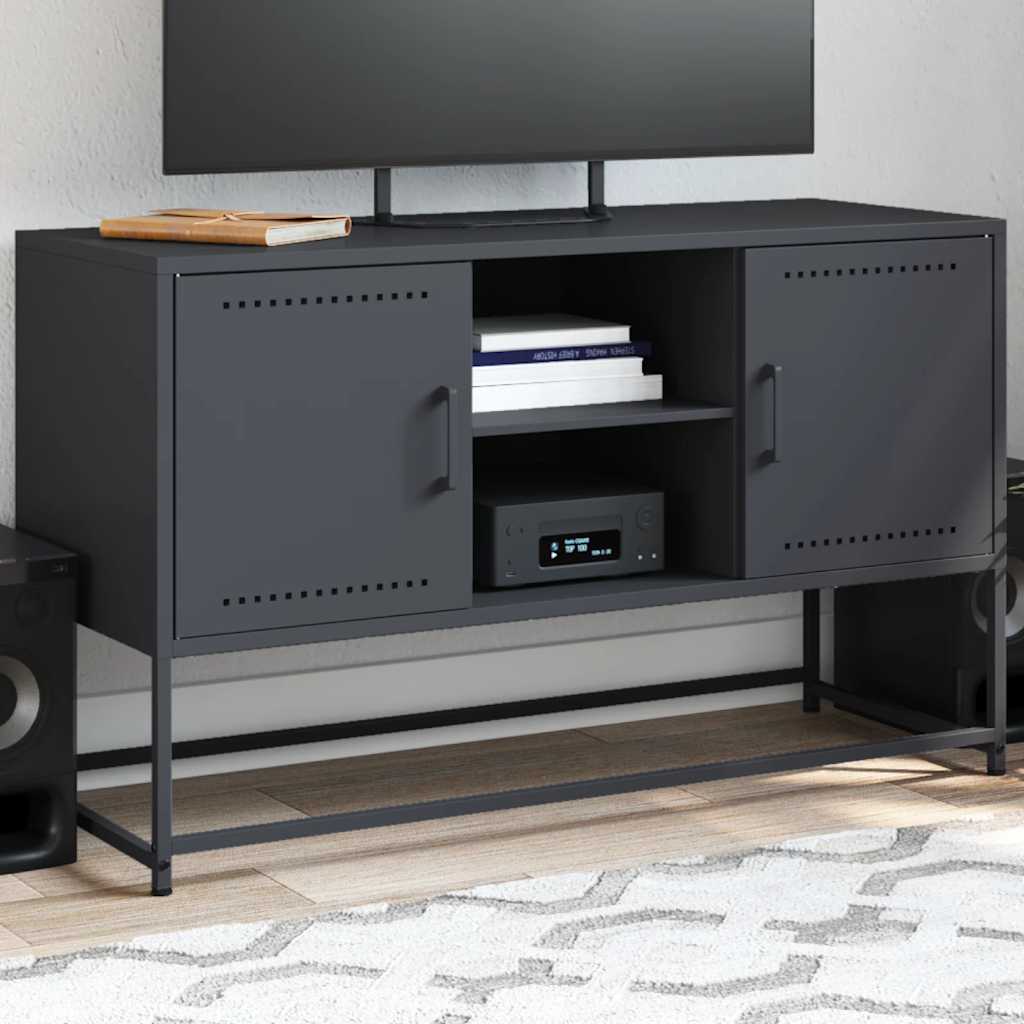 vidaXL Tv-meubel 100,5x39x60,5 cm staal zwart