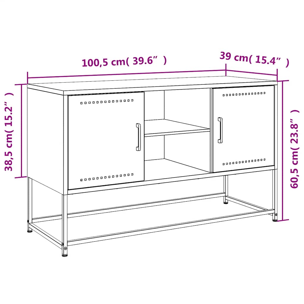 vidaXL Tv-meubel 100,5x39x60,5 cm staal zwart