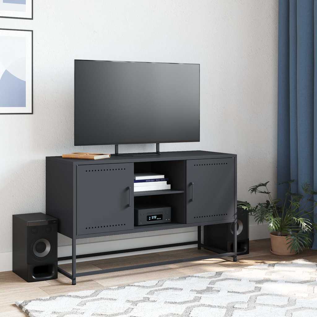 vidaXL Tv-meubel 100,5x39x60,5 cm staal zwart