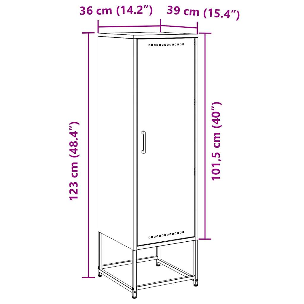 vidaXL Hoge kast 36x39x123 cm staal zwart