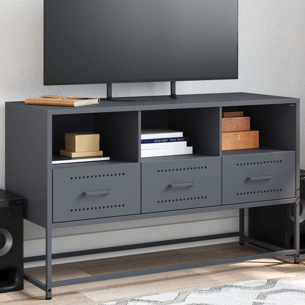 vidaXL Tv-meubel 100,5x39x60,5 cm staal zwart