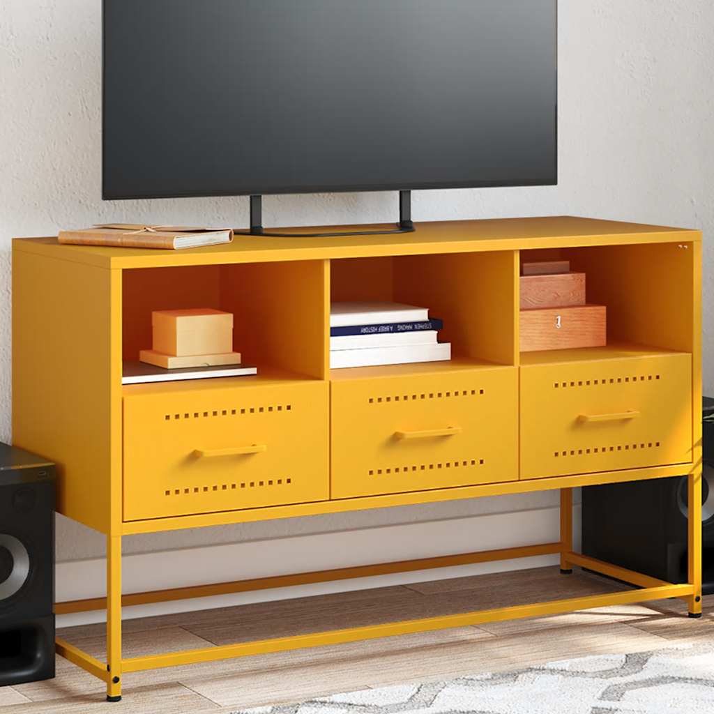 vidaXL Tv-meubel 100,5x39x60,5 cm staal zwart