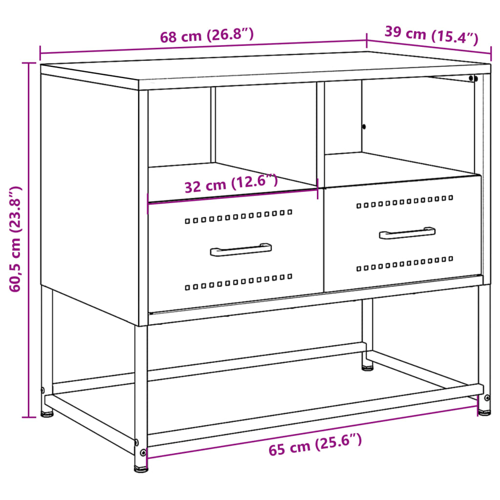 vidaXL TV cabinet 68x39x60.5 cm steel black