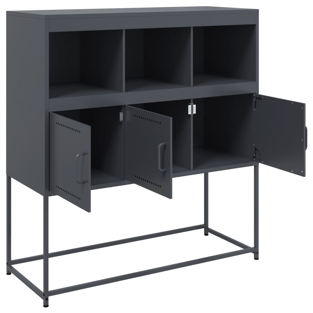 vidaXL Dressoir 100,5x39x107 cm staal zwart