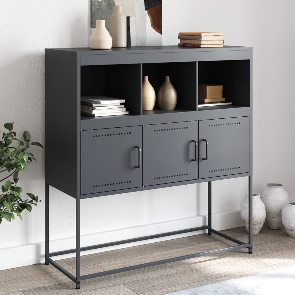 vidaXL Dressoir 100,5x39x107 cm staal zwart
