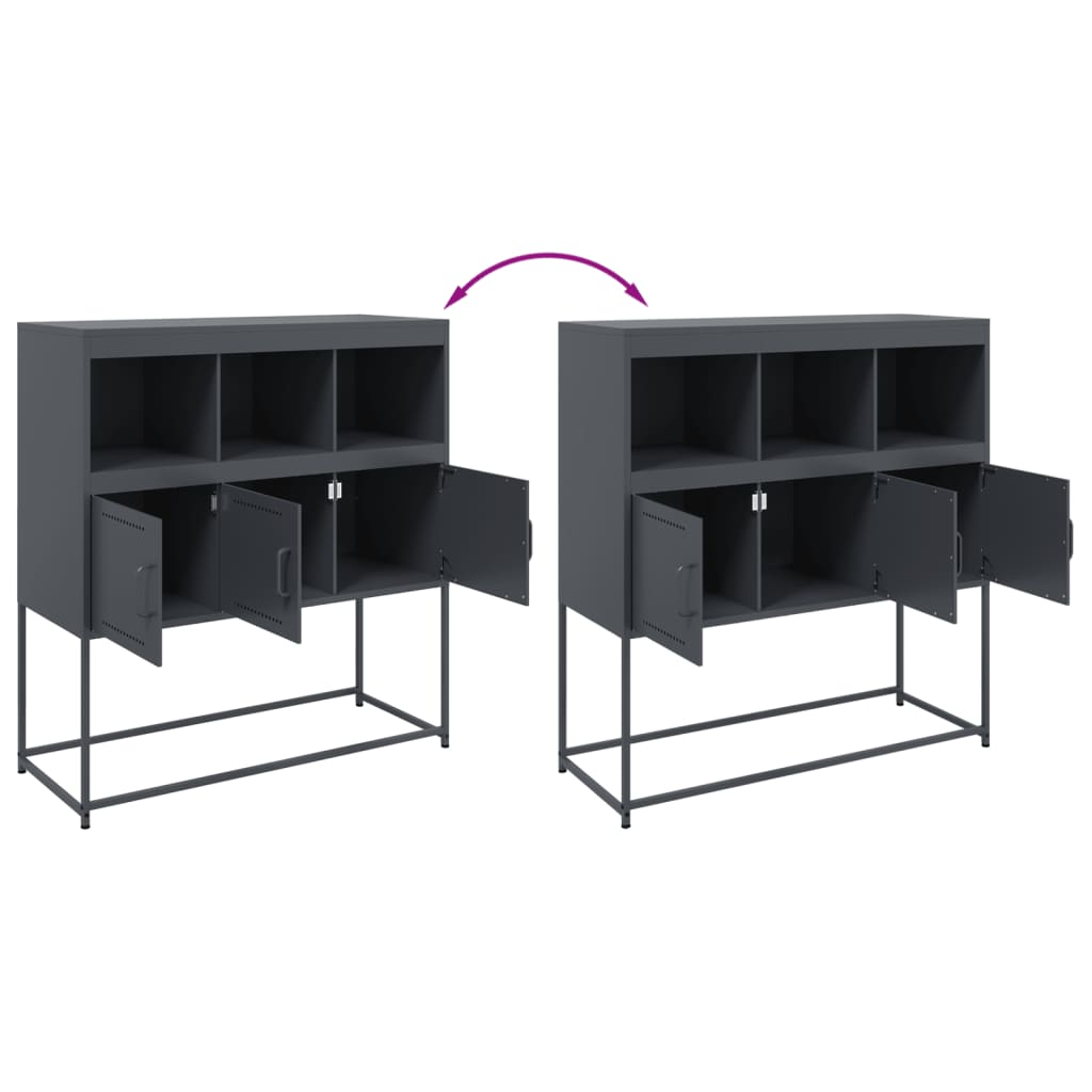 vidaXL Dressoir 100,5x39x107 cm staal zwart