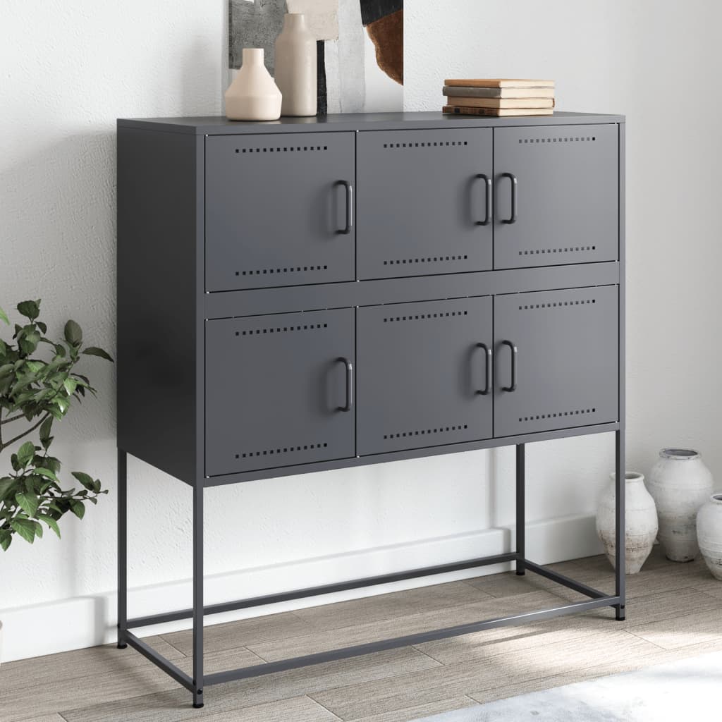 vidaXL Dressoir 100,5x39x107 cm staal zwart