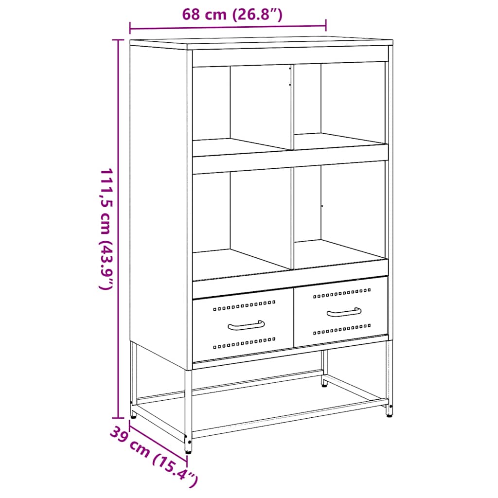 vidaXL Hoge kast 68x39x111,5 cm staal zwart