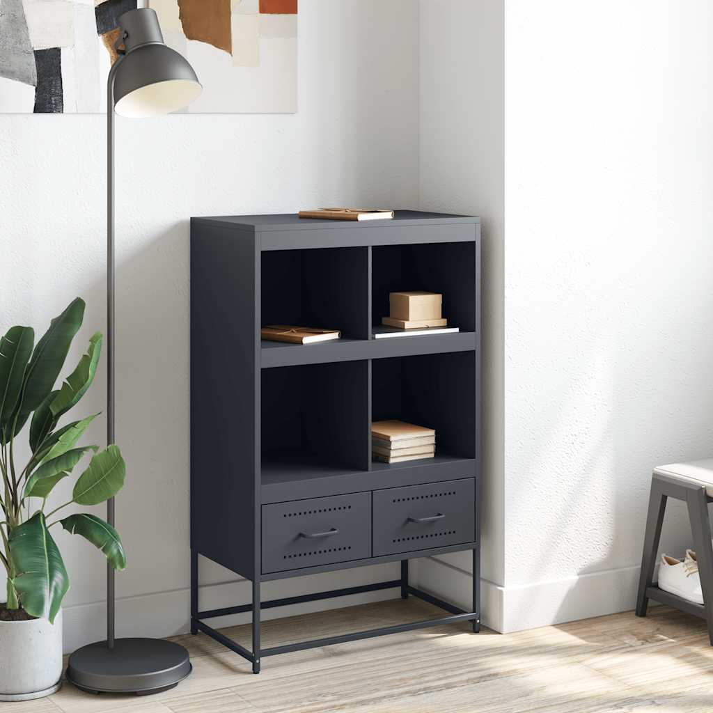 vidaXL Hoge kast 68x39x111,5 cm staal zwart