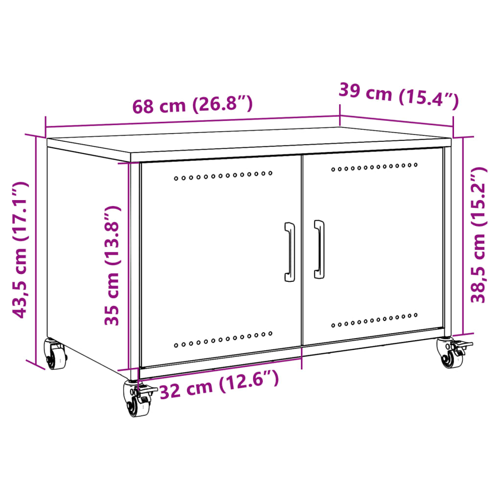 vidaXL Tv-meubel 68x39x43,5 cm staal zwart