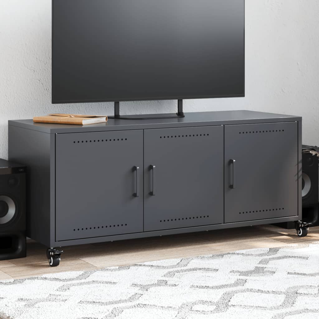 vidaXL Tv-meubel 100,5x39x43,5 cm staal zwart