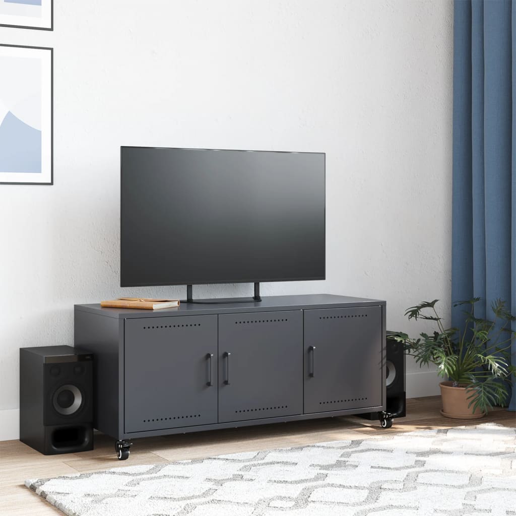 vidaXL Tv-meubel 100,5x39x43,5 cm staal zwart
