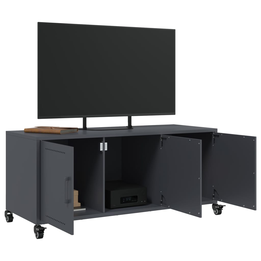 vidaXL Tv-meubel 100,5x39x43,5 cm staal zwart