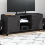 vidaXL Tv-meubel 100,5x39x43,5 cm staal zwart