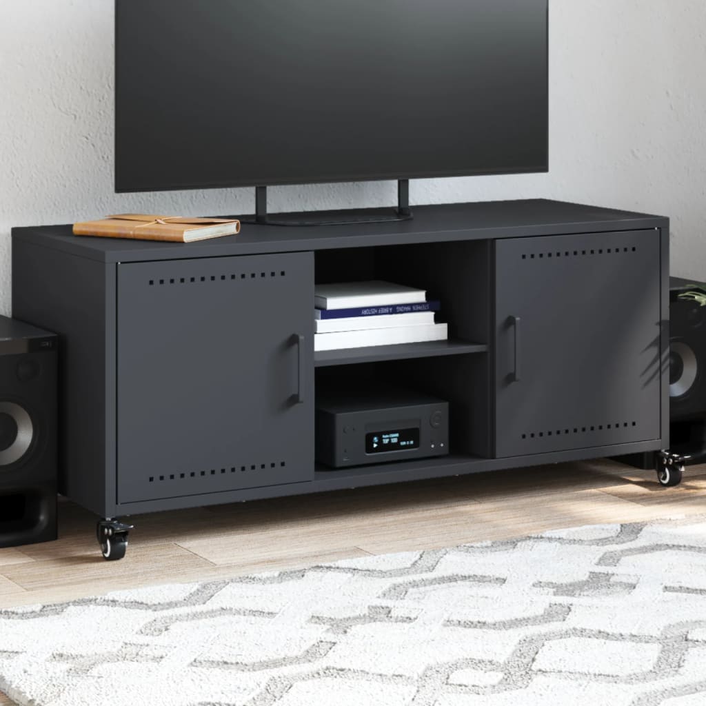 vidaXL Tv-meubel 100,5x39x43,5 cm staal zwart