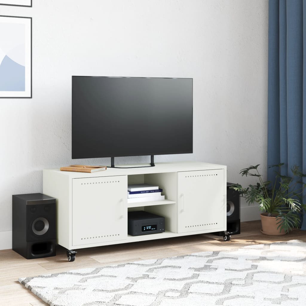 vidaXL Tv-meubel 100,5x39x43,5 cm staal zwart