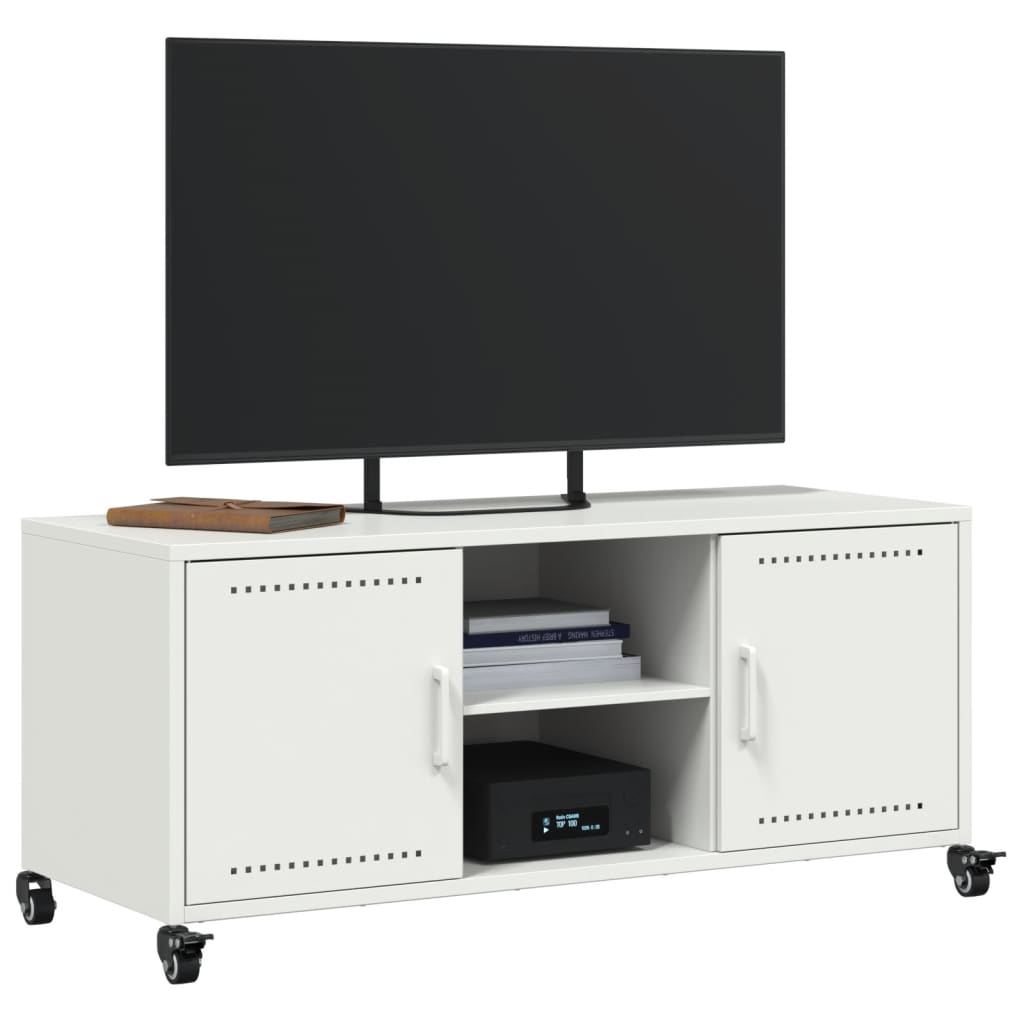 vidaXL Tv-meubel 100,5x39x43,5 cm staal zwart