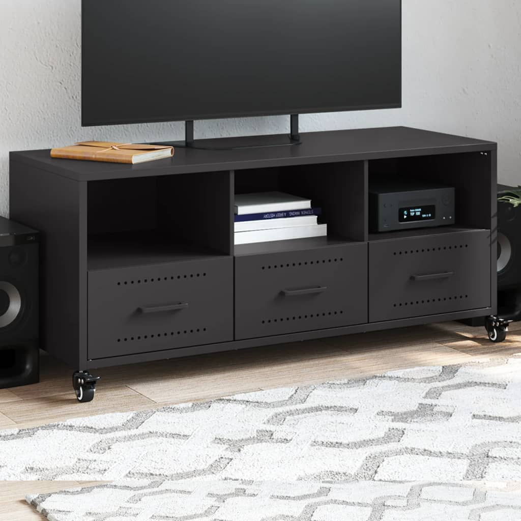 vidaXL TV Cabinet 100.5x39x43.5 cm Steel Black