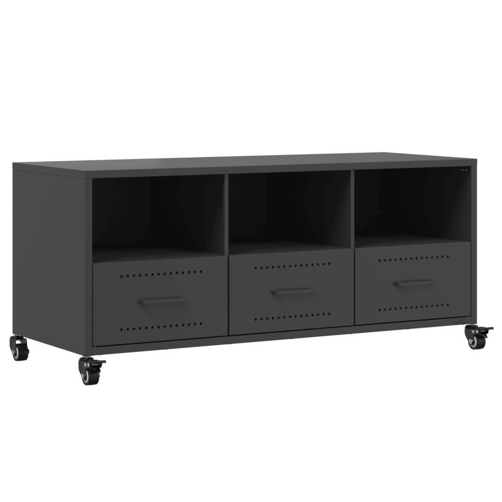 vidaXL TV Cabinet 100.5x39x43.5 cm Steel Black