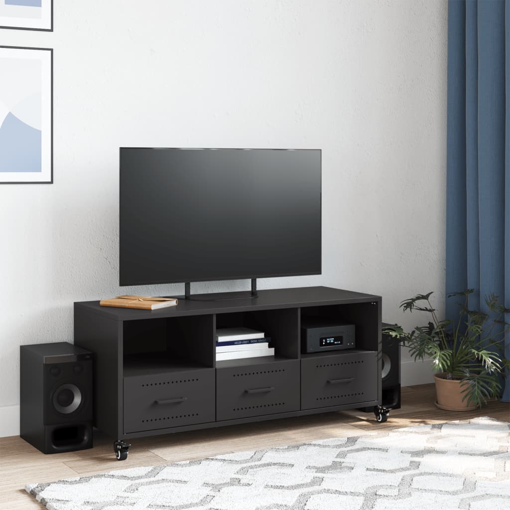 vidaXL TV Cabinet 100.5x39x43.5 cm Steel Black