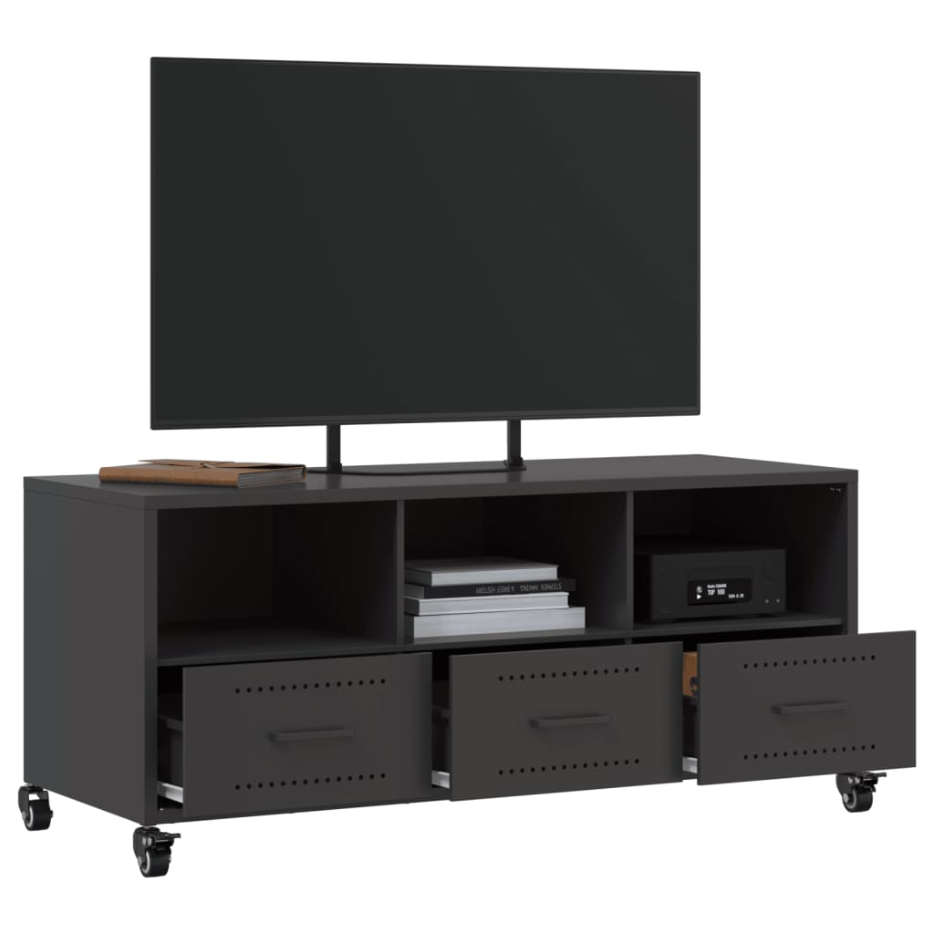 vidaXL TV Cabinet 100.5x39x43.5 cm Steel Black
