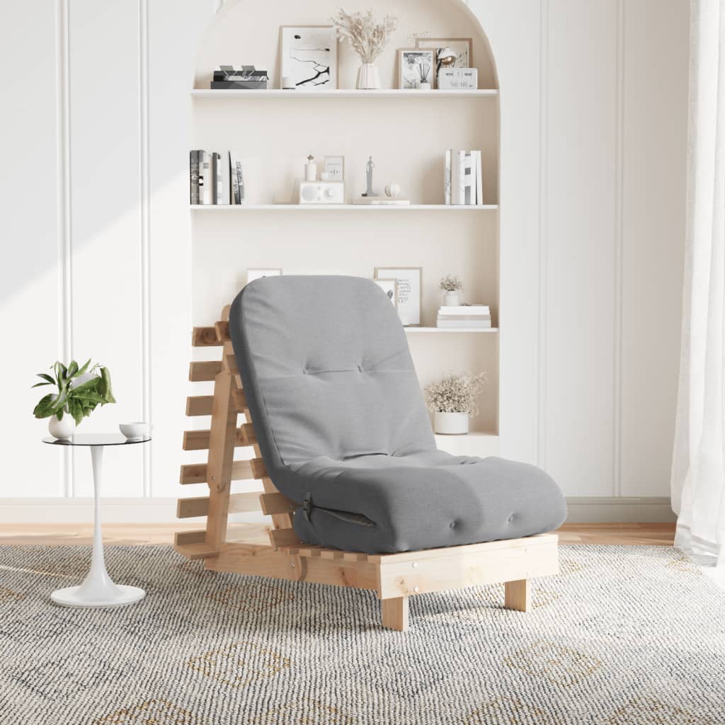 vidaXL Futon Sofa Bed with Mattress 60x206x11 cm Solid Pine Wood