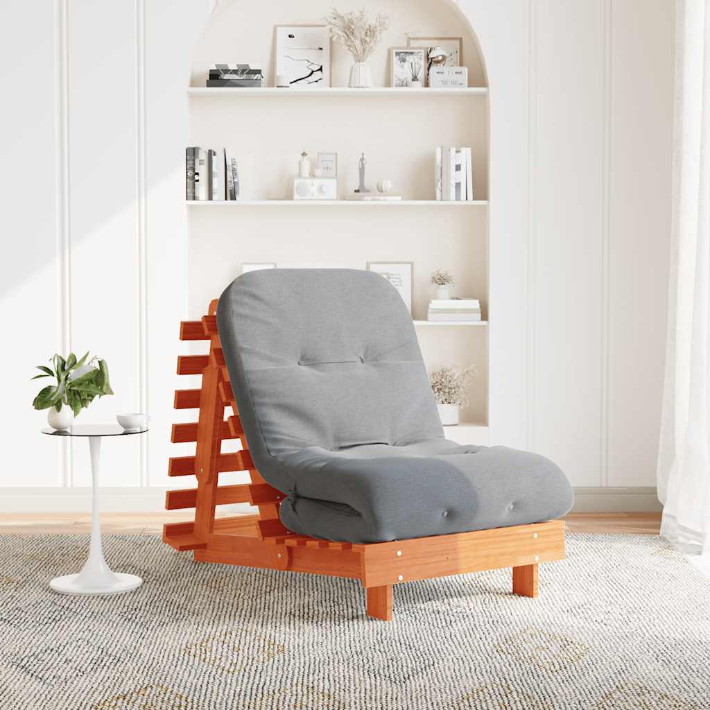 vidaXL Futon Sofa Bed with Mattress 60x206x11 cm Solid Pine Wood