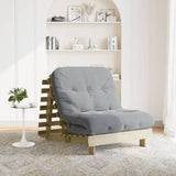 vidaXL Futon Sofa Bed with Mattress 60x206x11 cm Solid Pine Wood