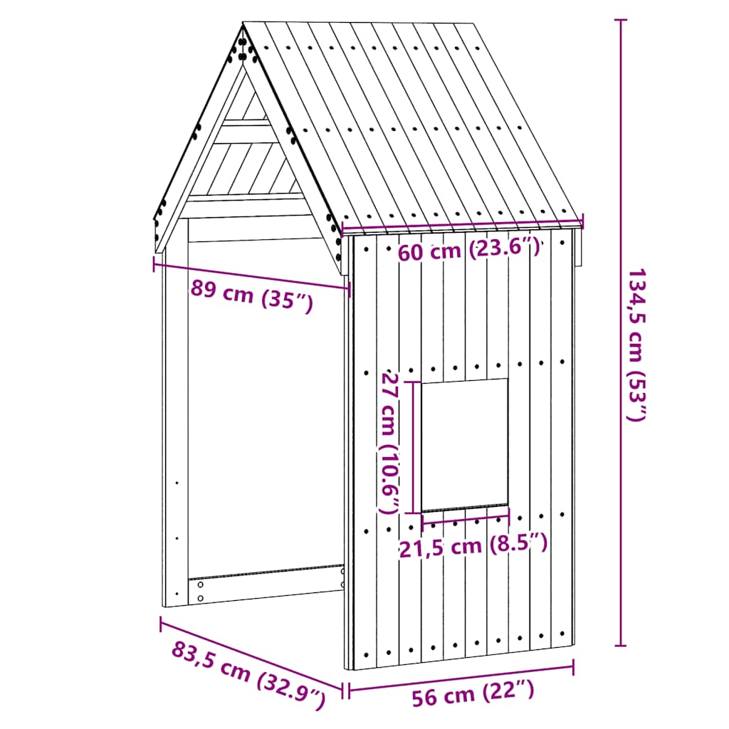 vidaXL Kinderbedhuisje 60x89x134,5 cm massief grenenhout