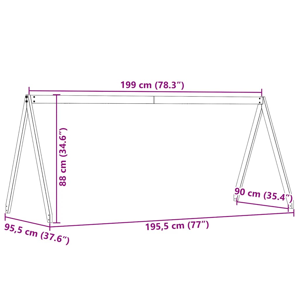 vidaXL Kinderbedhuisje 209x95,5x88 cm massief grenenhout