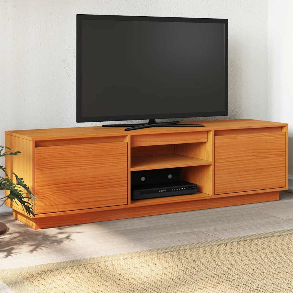 vidaXL Tv-meubel 140x35x40 cm massief grenenhout wit