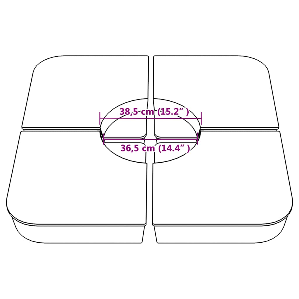 vidaXL 4-delige Set parasolvoeten voor kruisvoet parasol 100 kg PP