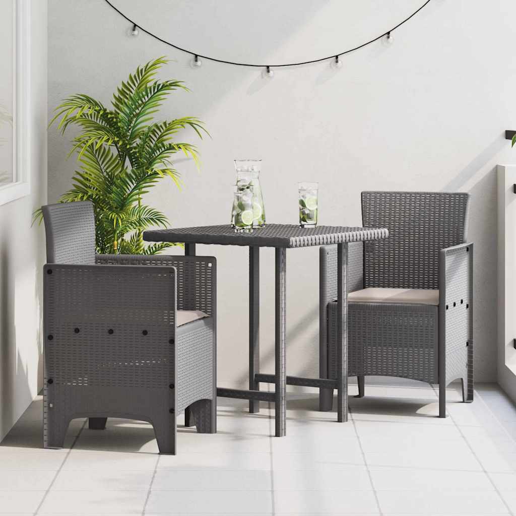 vidaXL Garden chair 2 pcs Anthracite 53 x 49 x 85 cm Polypropylene
