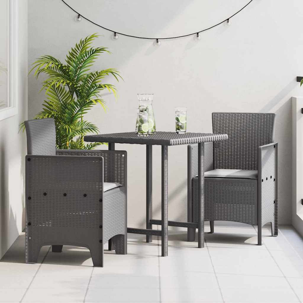 vidaXL Garden chair 2 pcs Anthracite 53 x 49 x 85 cm Polypropylene