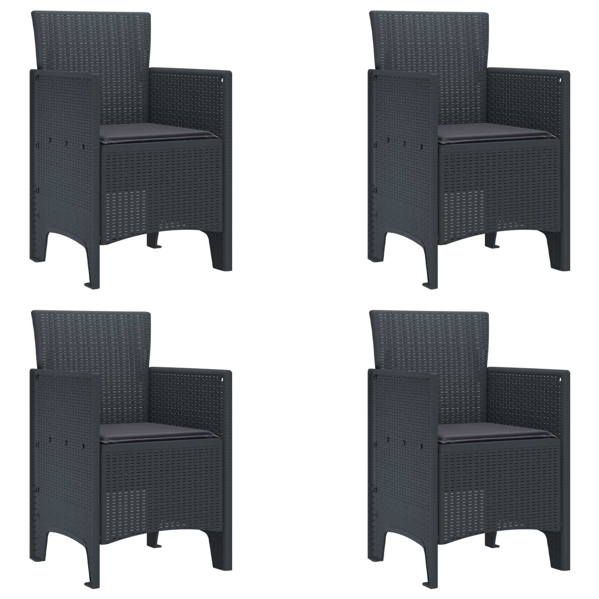 vidaXL Garden chair 2 pcs Anthracite 53 x 49 x 85 cm Polypropylene
