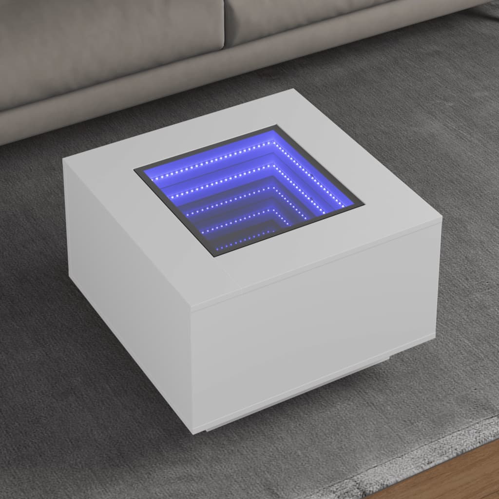 vidaXL Salontafel met Infinity LED 100x100x40 cm wit
