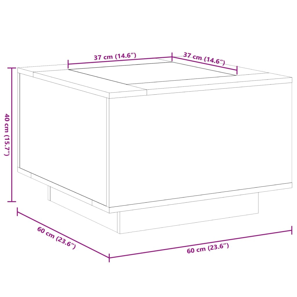 vidaXL Salontafel met Infinity LED 100x100x40 cm wit