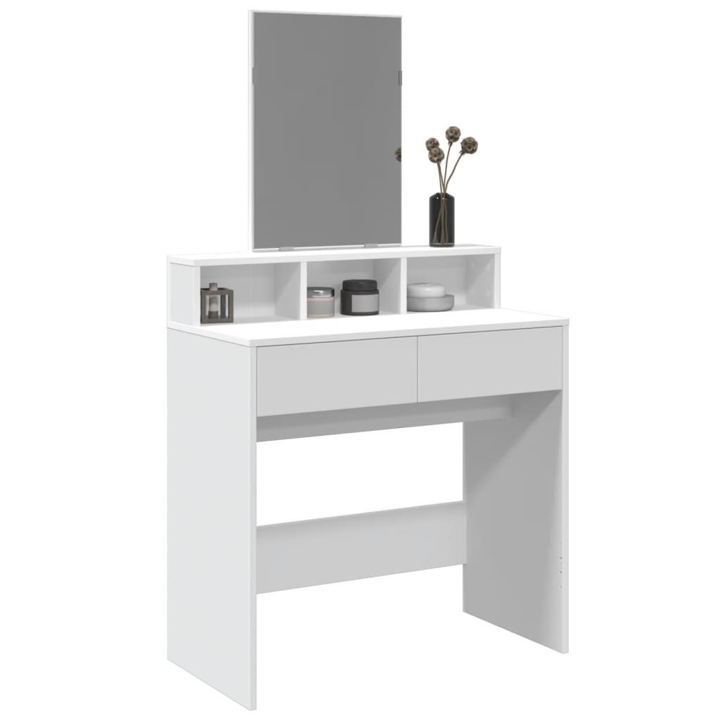 vidaXL Dressing table with mirror 80x41x144.5 cm white