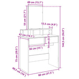 vidaXL Dressing table with mirror 80x41x144.5 cm white