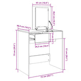 vidaXL Kaptafel met spiegel 73x46,5x120 cm wit