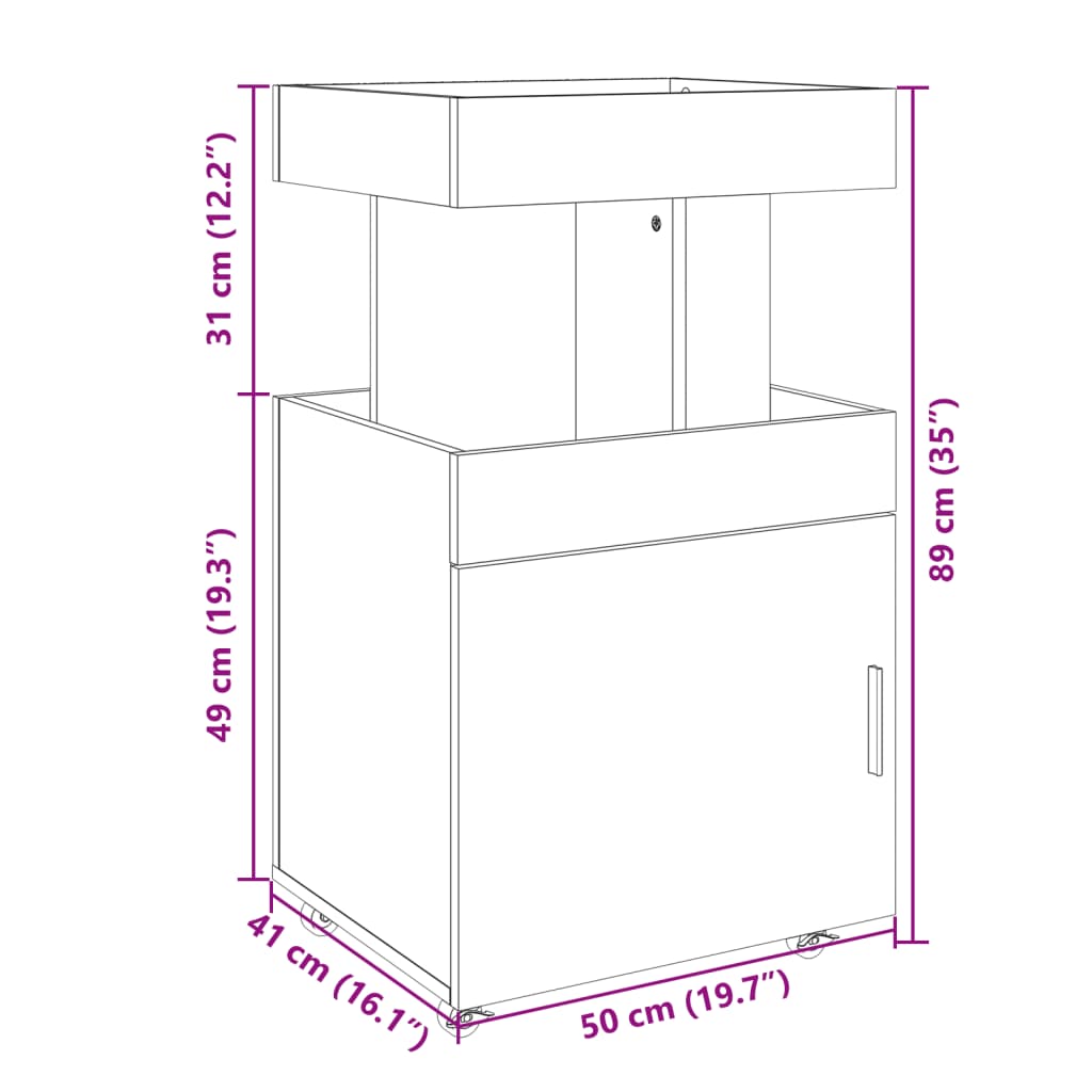 vidaXL Drankkar 50x41x89 cm bewerkt hout grijs sonoma eikenkleurig