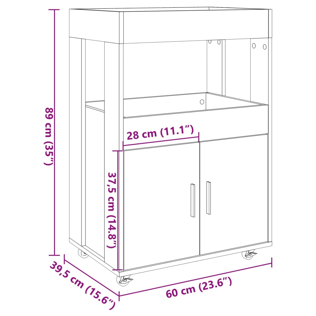 vidaXL Drankkar 60x39,5x89 cm bewerkt hout wit