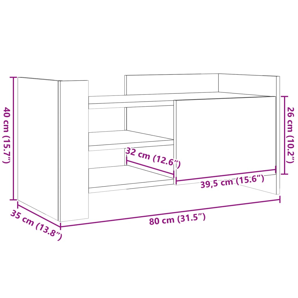 vidaXL Tv-meubel 80x35x40 cm bewerkt hout wit