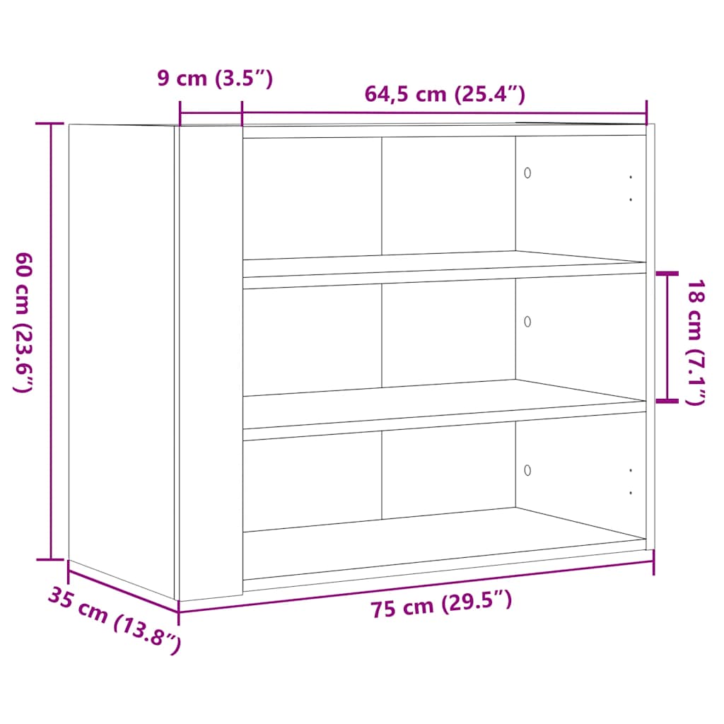 vidaXL Wall Cabinet 75x35x60 cm Engineered Wood White