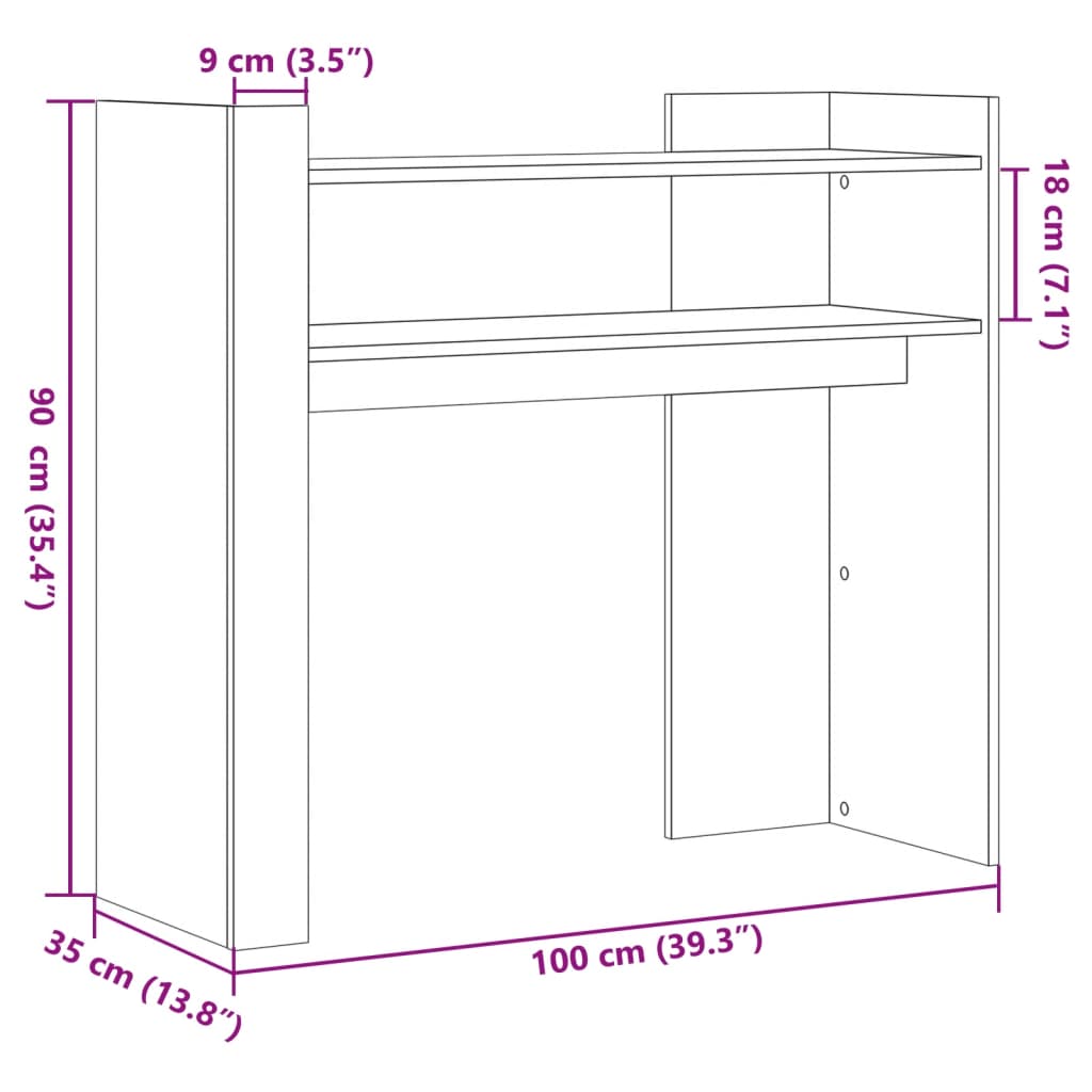 vidaXL Wandtafel 100x35x90 cm bewerkt hout wit